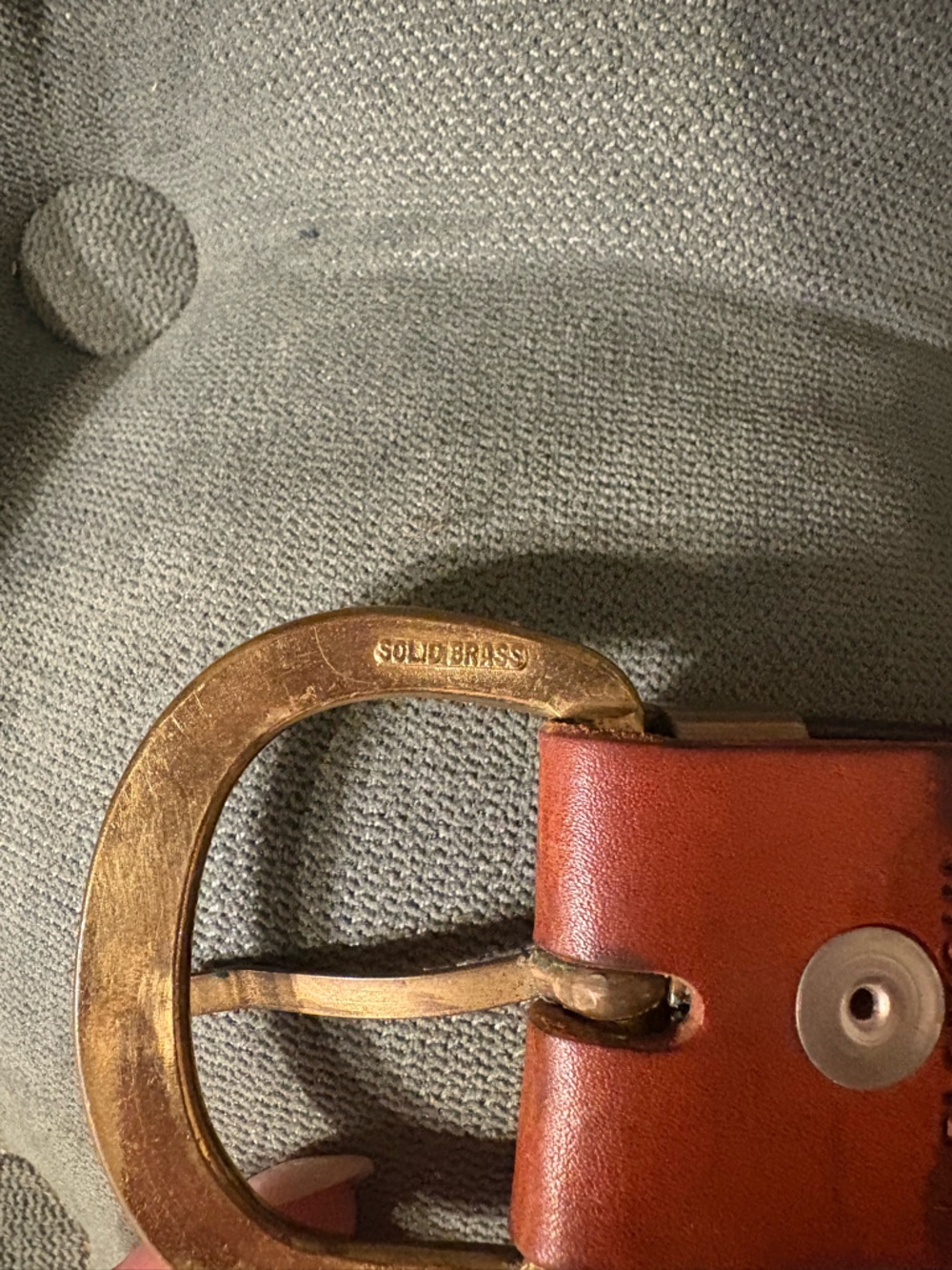 Bianchi Western Belt Brown Brass Buckle Geometric Stitching Men's ~ Size 45in - Picture 8 of 14